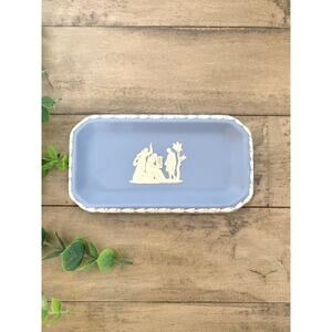 Vintage Wedgwood Blue Jasperware Jewelry Tray Trinket Dish NeoClassical England